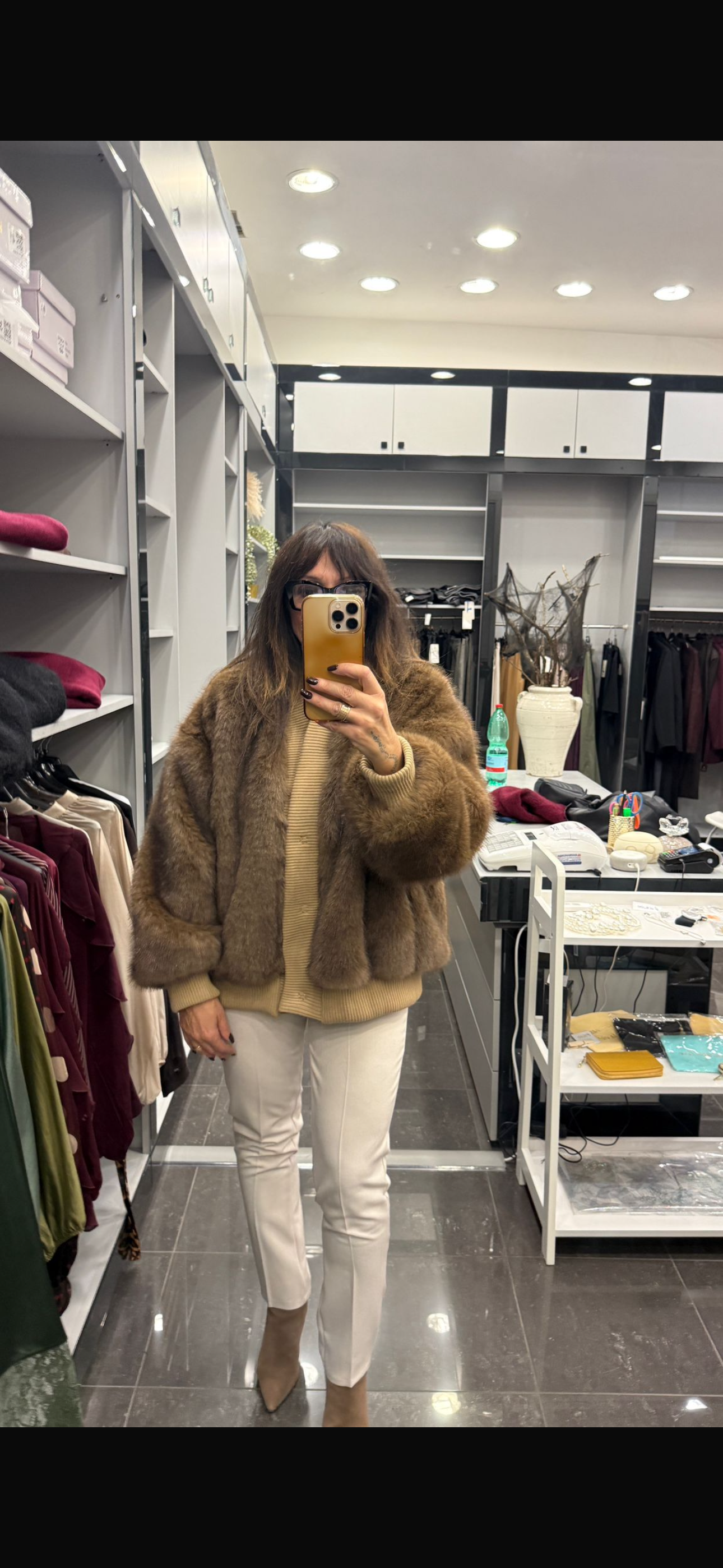 Pelliccia bomber con dettagli in lana