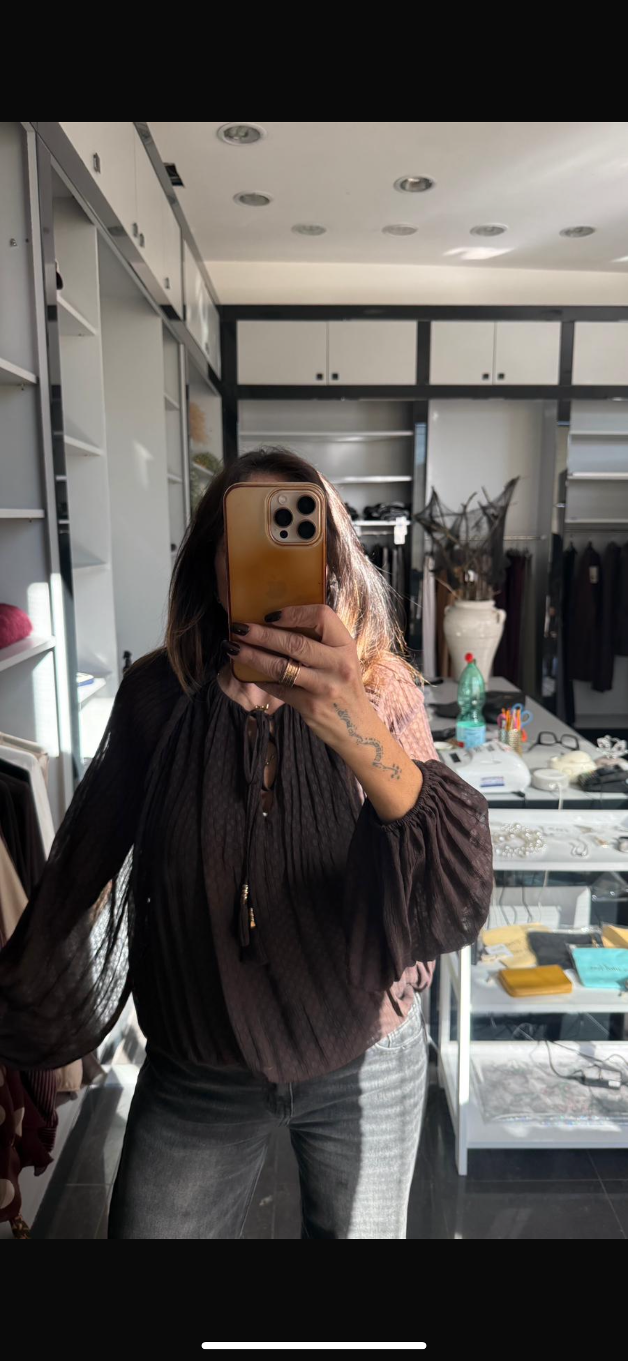 Camicia plissata in moro