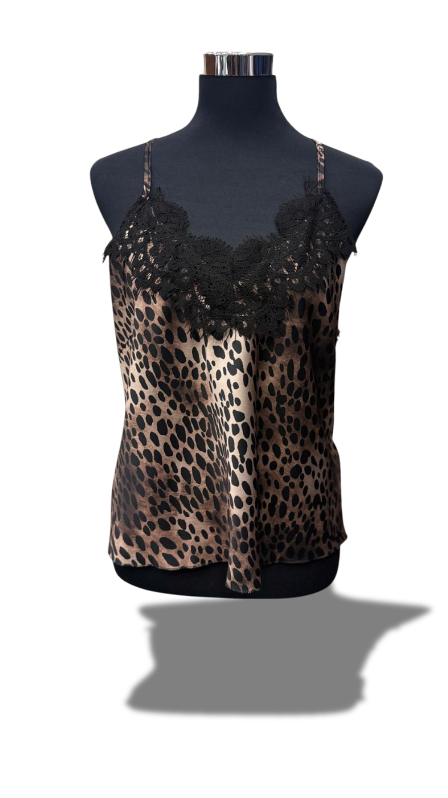 Top in pizzo leopardato in raso taglia unica