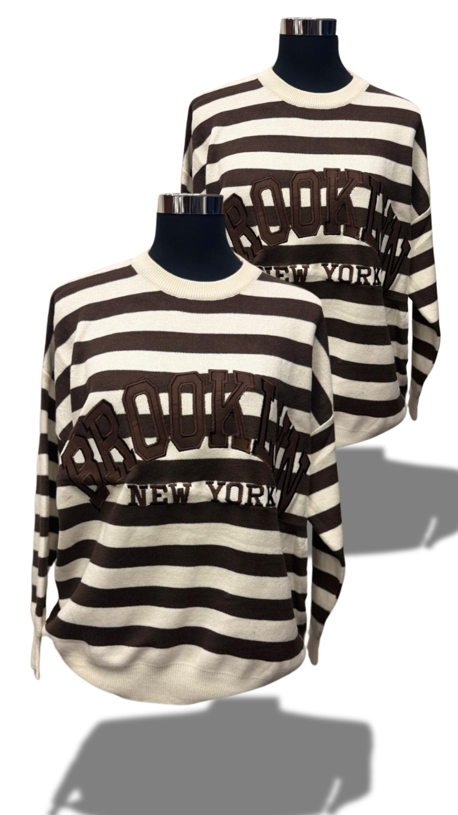 Maglione a righe con scritta