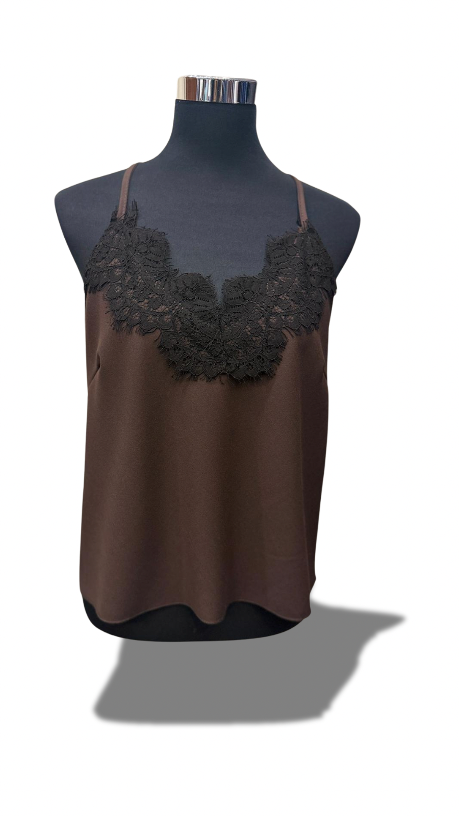 Top in pizzo marrone