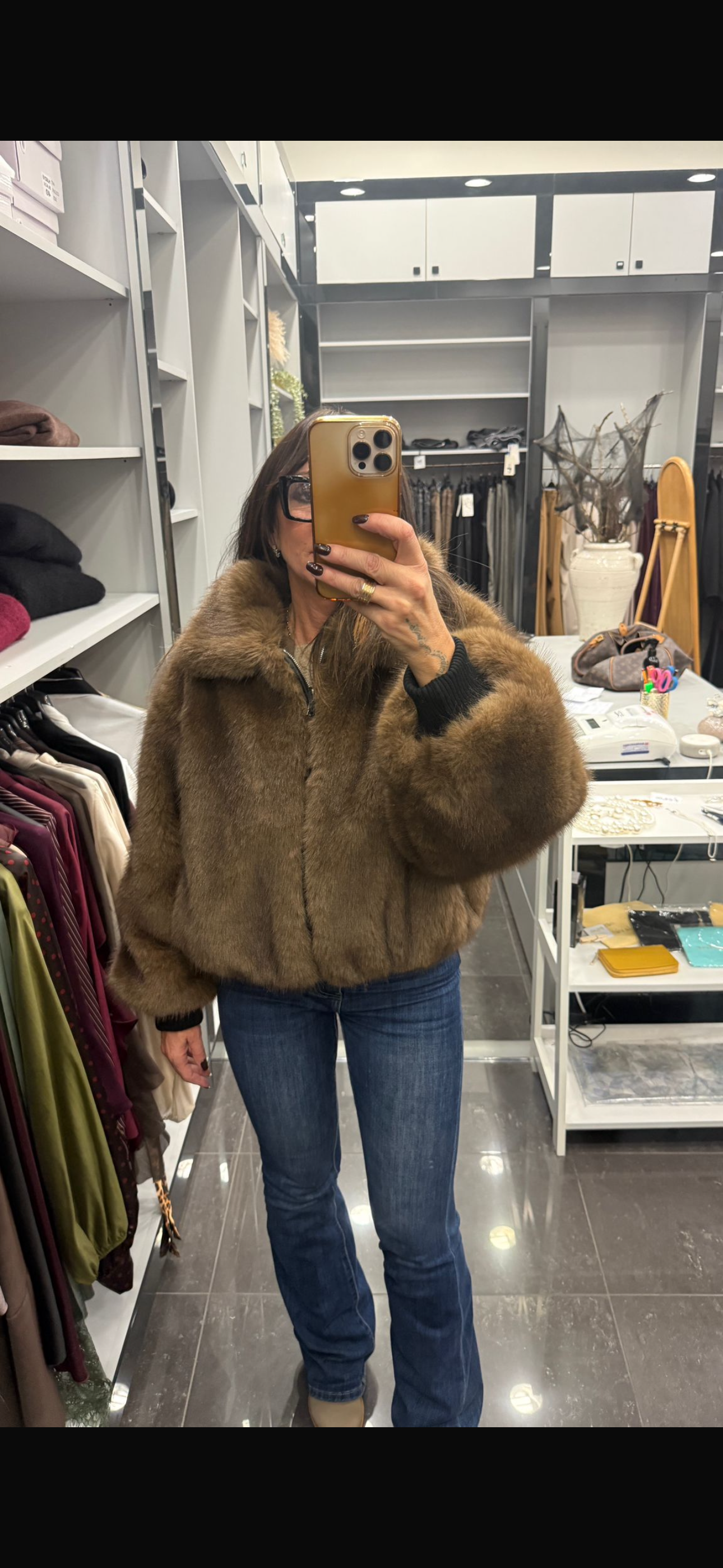 Pelliccia bomber color miele