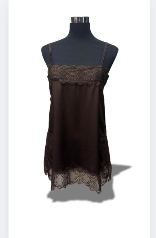 top in pizzo in raso e pizzo  taglia unica