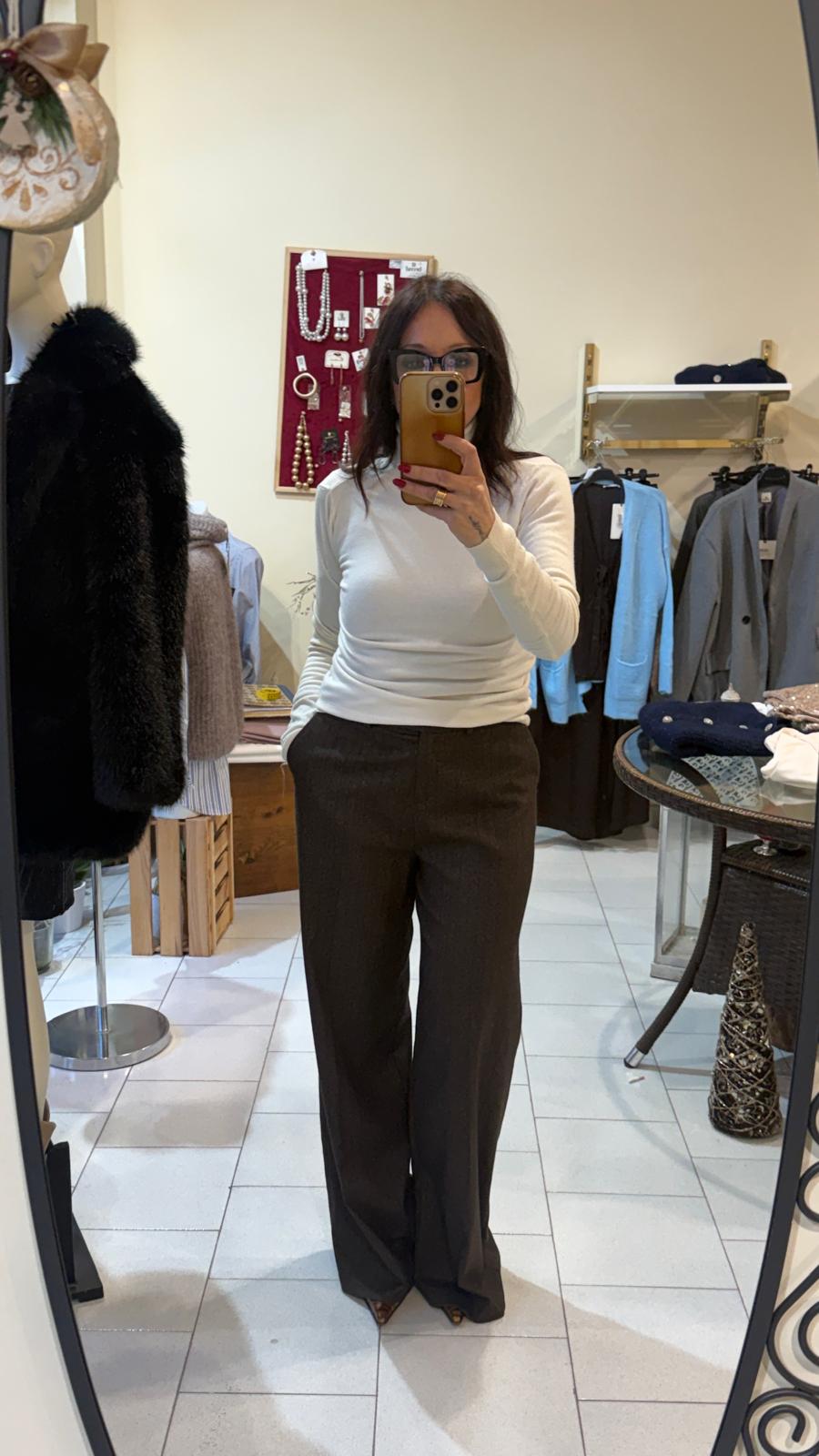 Pantalone marrone gessato taglia unica