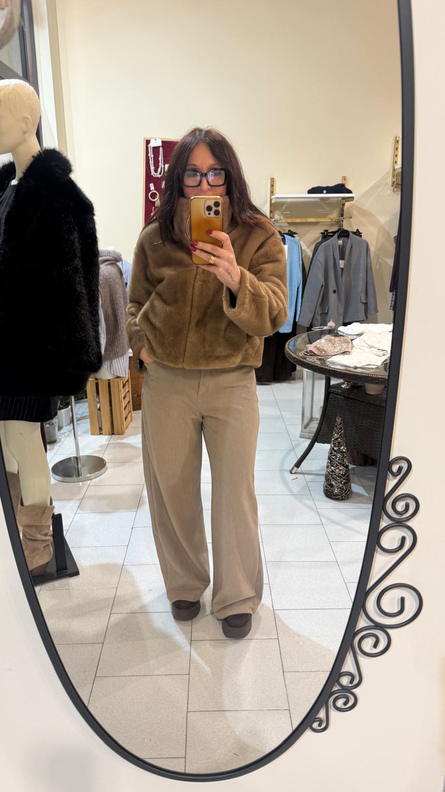 Pantalone a palazzo in velluto taglia unica