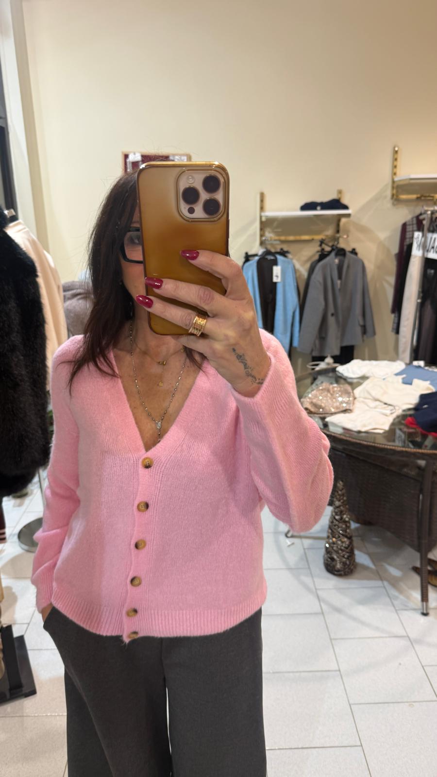 Maglioncino rosa scollo a V taglia unica