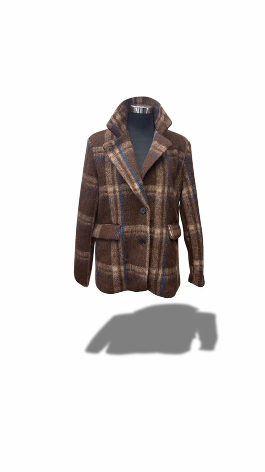 giacca in lana in moro a scacchi